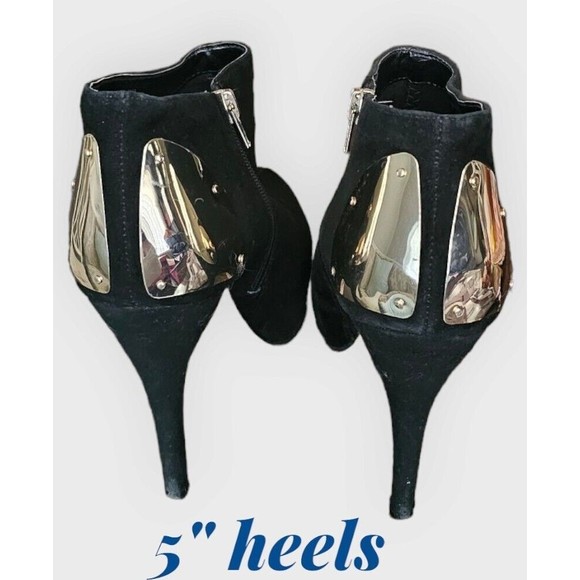 DV -  DOLCE VITA WOMEN'S "BANSI" ANKLE BOOT BLACK SUEDE GOLD ACCENTS US SIZE 7.5 - Picture 9 of 11